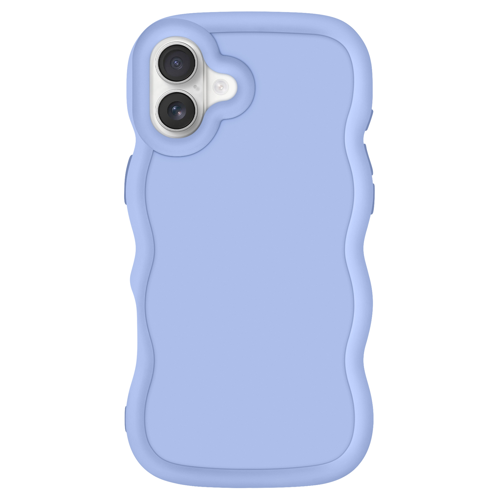 Eine hellblaue Handyhülle mit gewelltem Rand, für ein Smartphone konzipiert.