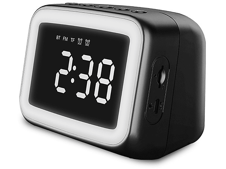 DECOME Mini Wecker mit FM Radio Mini Bluetooth Lautsprecher (Schwarz ...