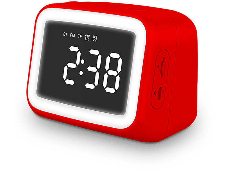 DECOME Mini Wecker mit FM Radio Mini Bluetooth Lautsprecher (Rot ...