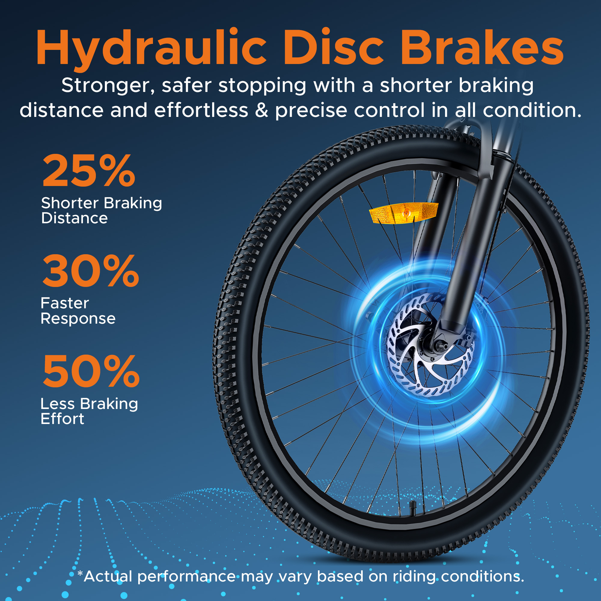 Koło roweru z hamulcem tarczowym, prezentujące bezpieczniejsze hamowanie i precyzyjną kontrolę.