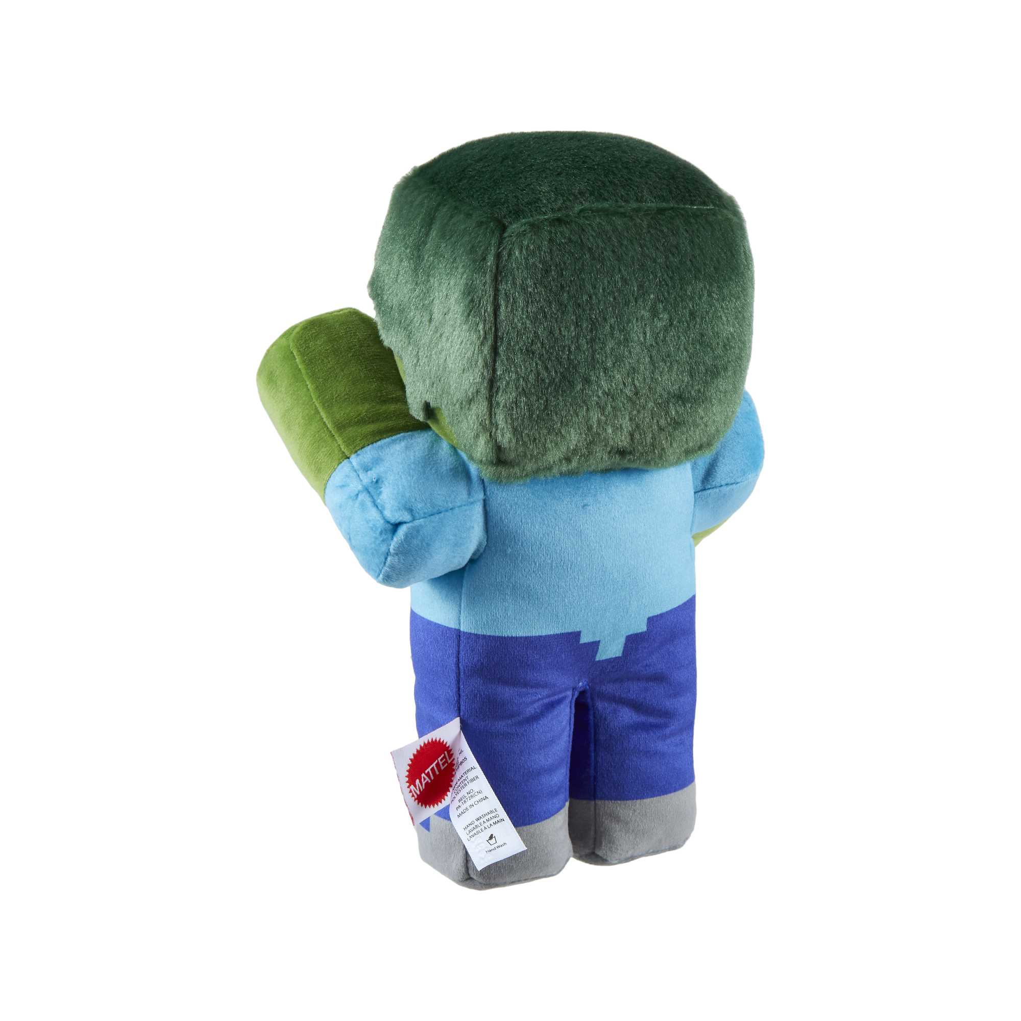 Ein Minecraft-Plüschtier, ein grünhaariger Zombie mit blau-grüner Kleidung.