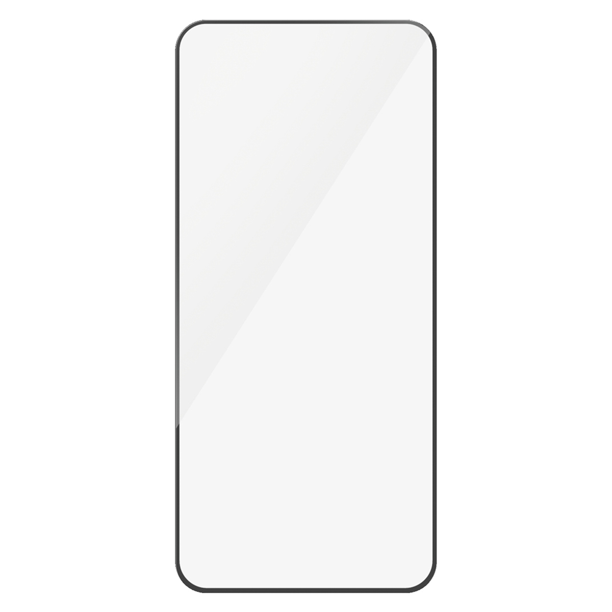 Protecteur d'écran de téléphone. Clair, rectangulaire, bords noirs.