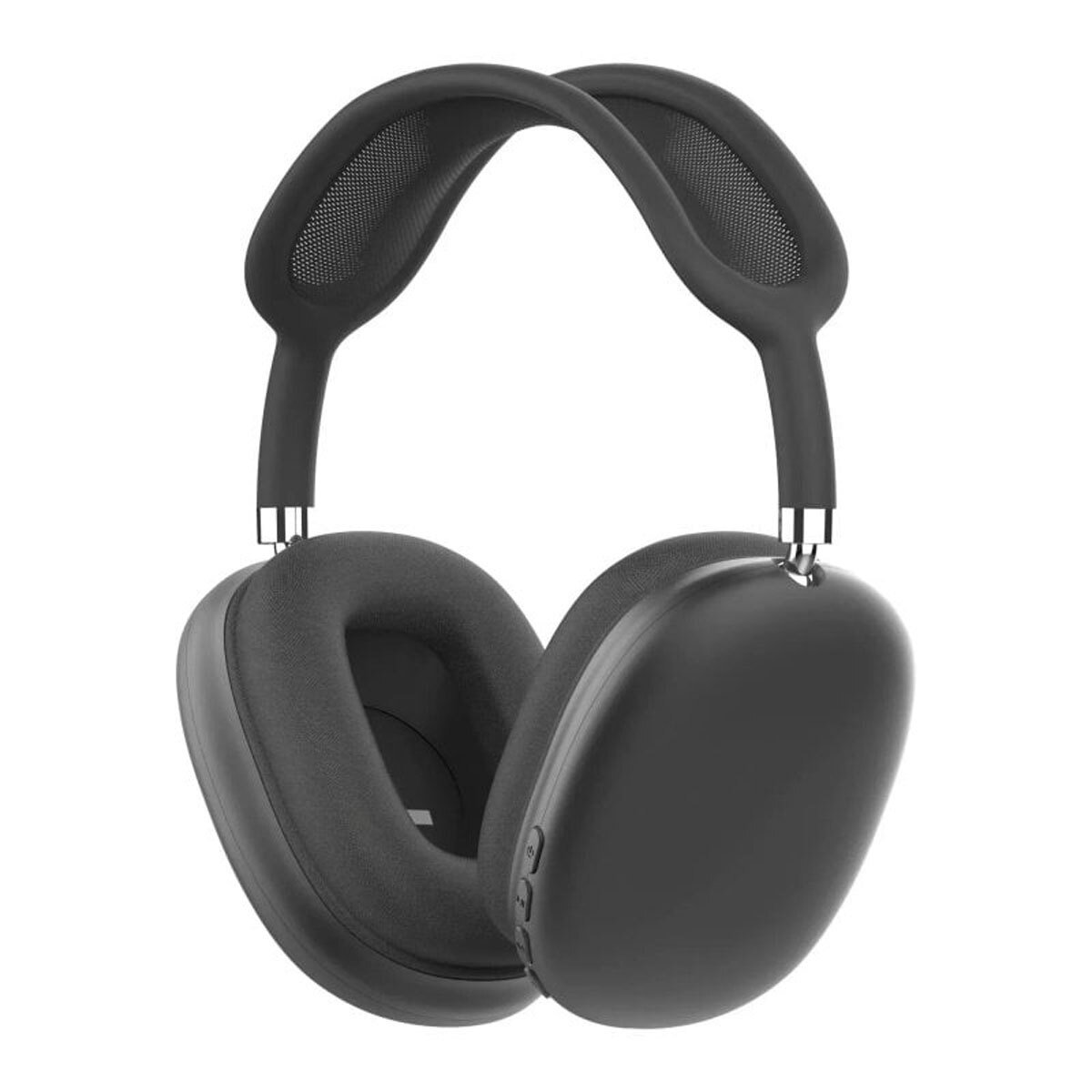 Cuffie nere su sfondo bianco. Le cuffie hanno un design moderno ed elegante.