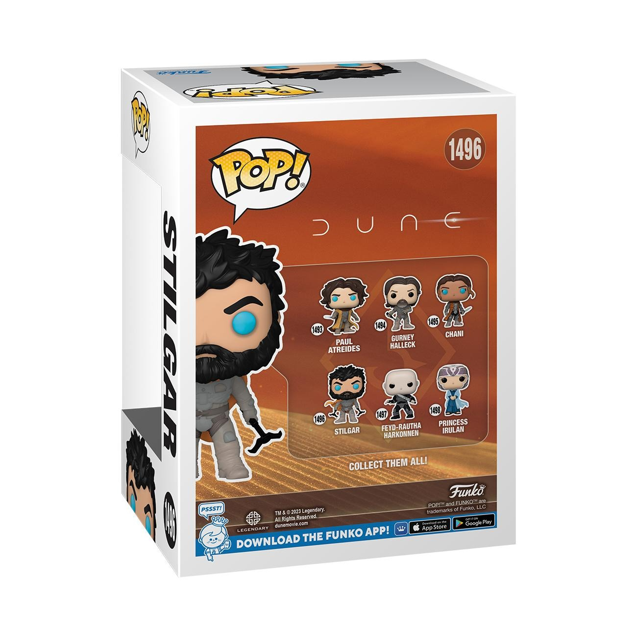 Scatola Funko Pop con Stilgar. La scatola mostra immagini dei personaggi di Dune.