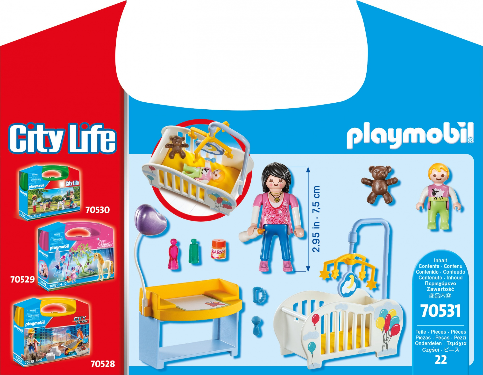 Playmobil Baby-Pflegeset mit Baby, Krippe, Wickeltisch und Zubehör.