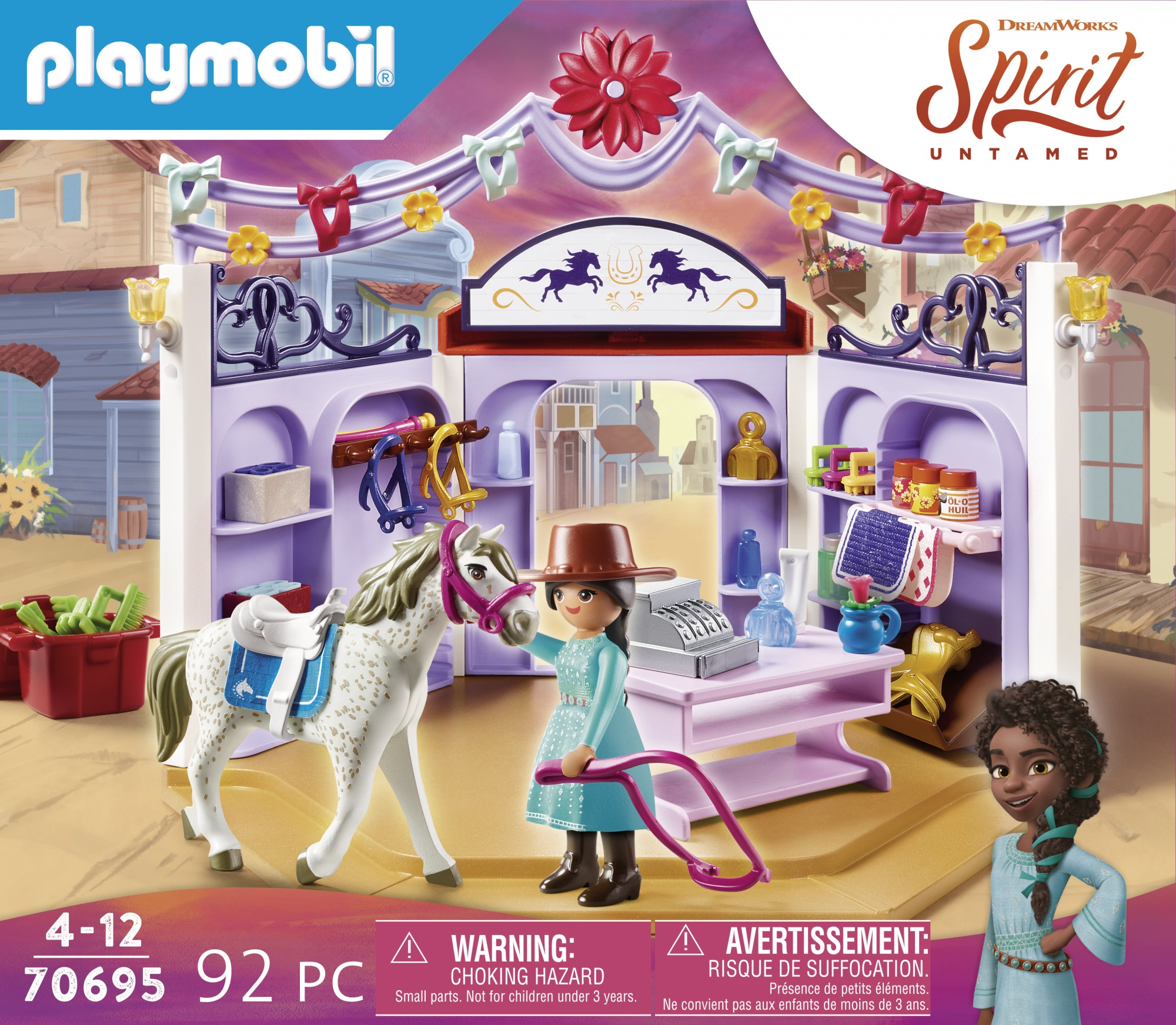 Set de Playmobil con un caballo, una tienda y dos figuras sobre un fondo blanco.