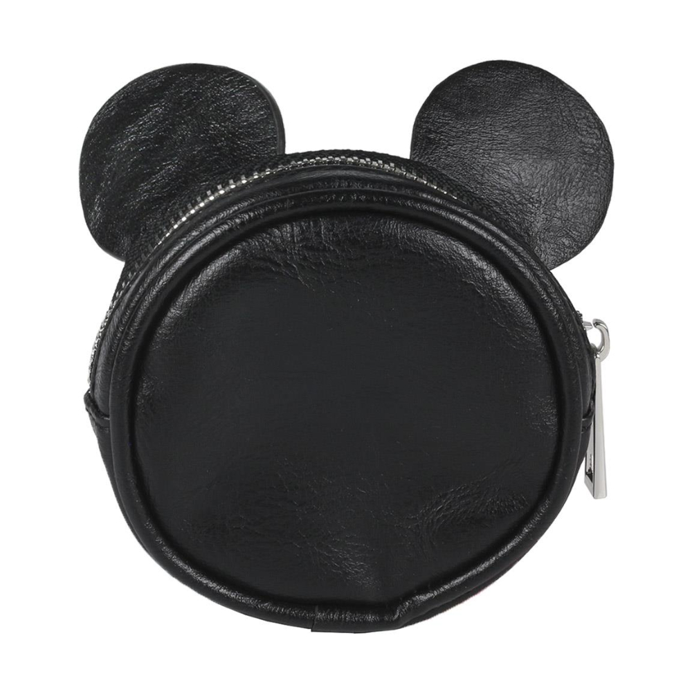 Monedero negro de Minnie Mouse con orejas. Cremallera plateada.