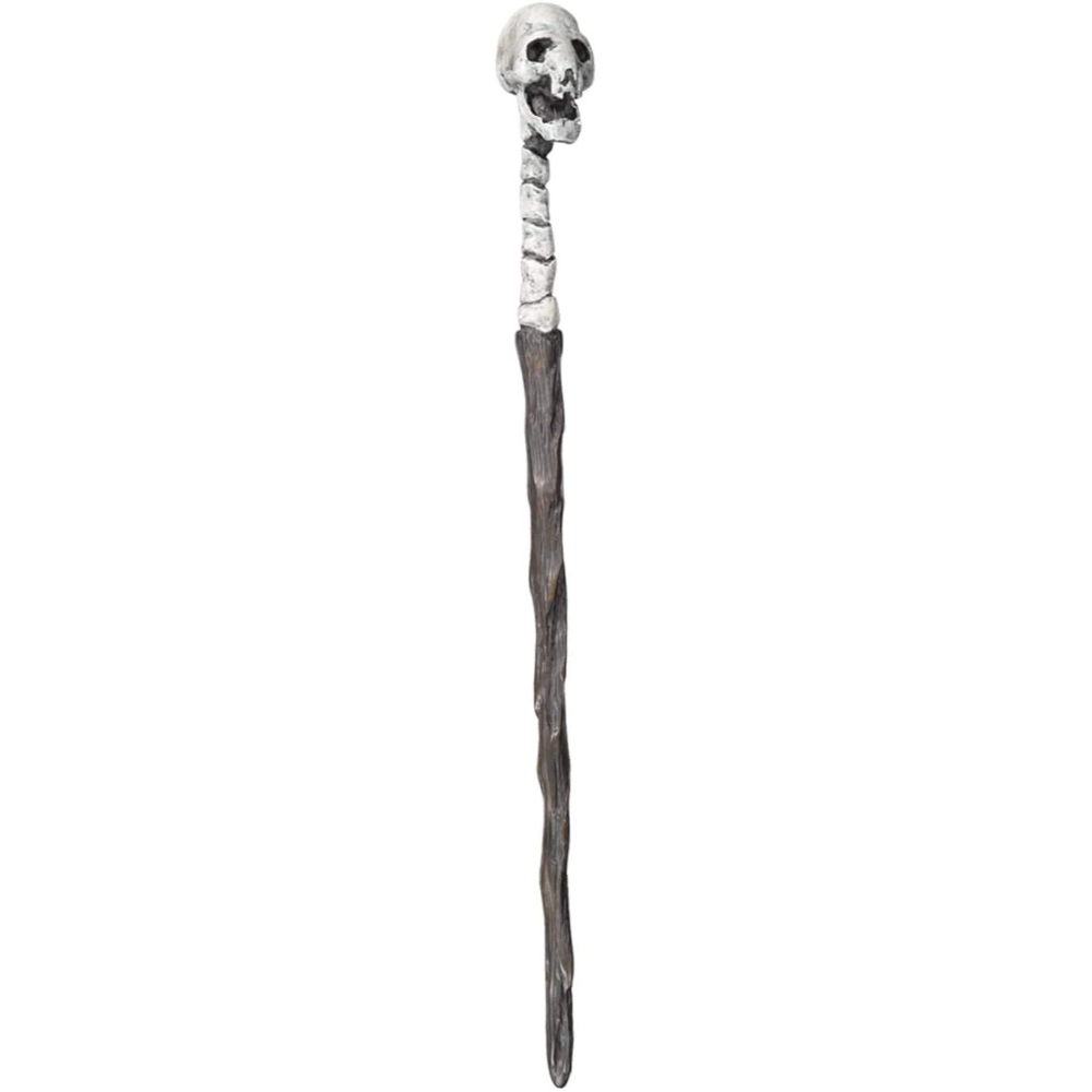 Bastón esquelético con una calavera en la parte superior.