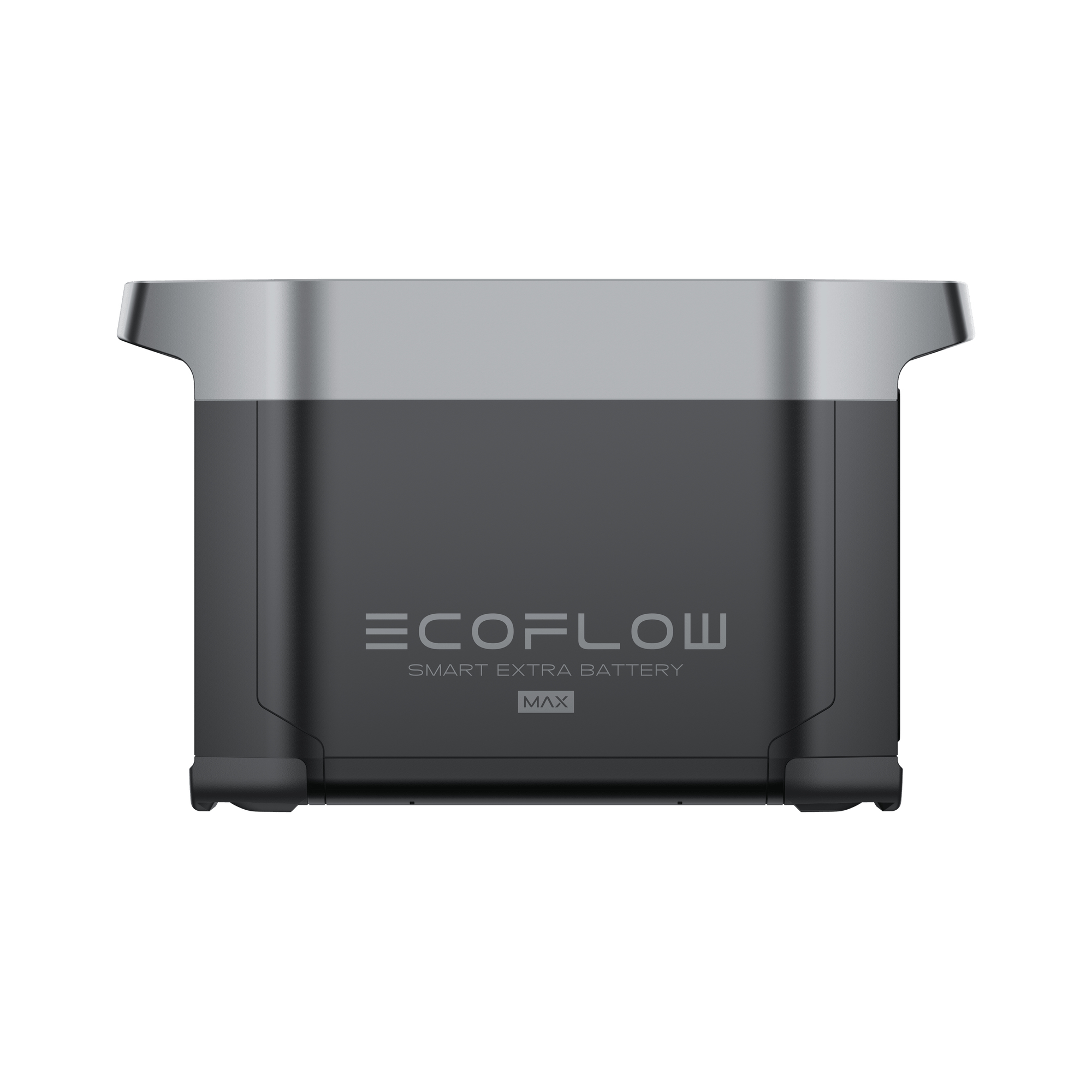Czarna i szara bateria EcoFlow Smart Extra, prostokątna, ze srebrną górą.