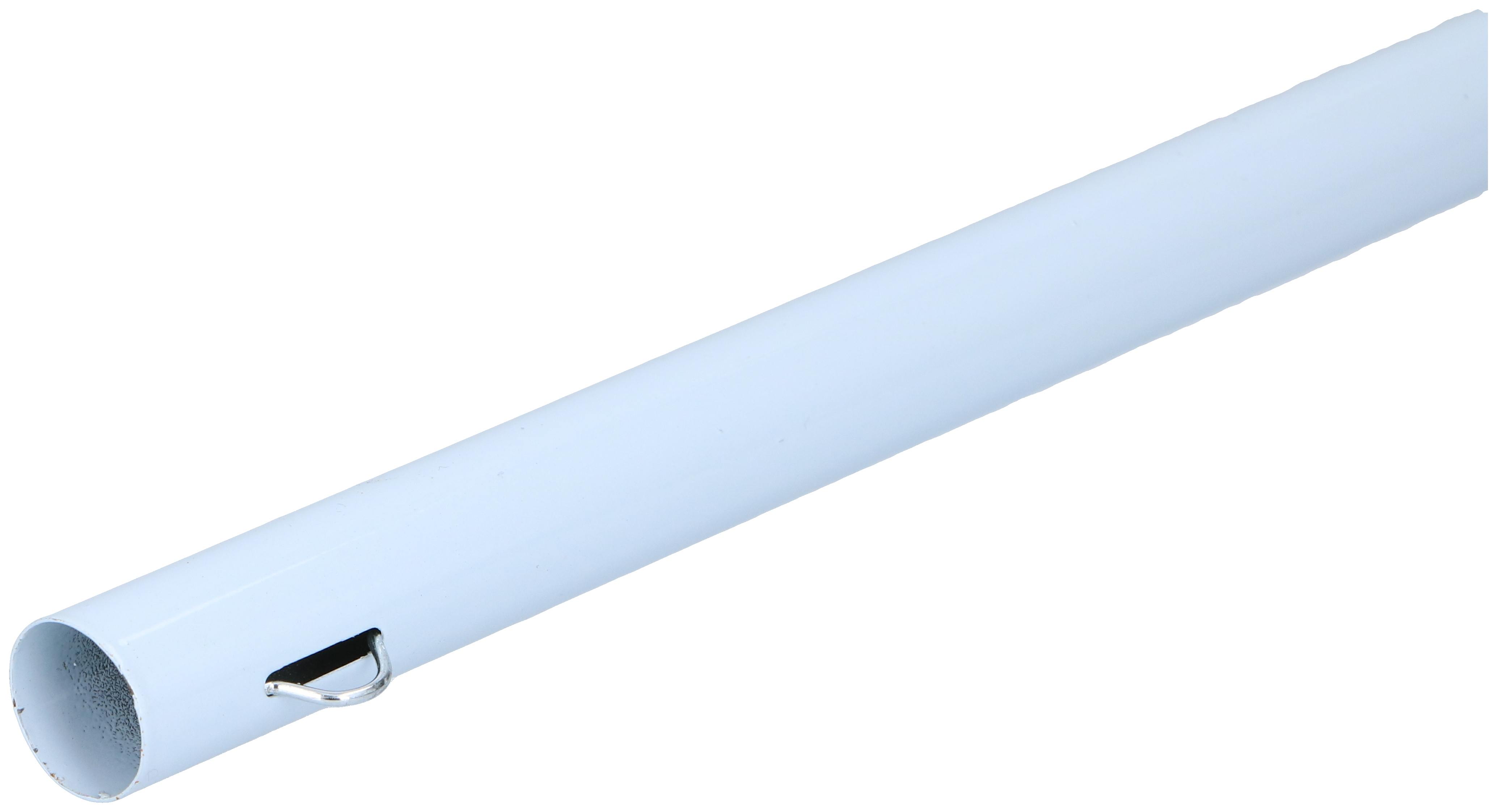 White metal tube with a handle, on a white background.