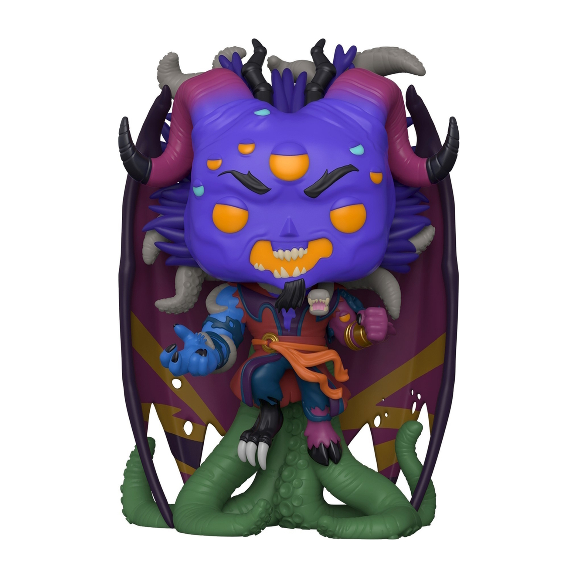 Figura Funko Pop! de un demonio morado con múltiples ojos, alas y garras.