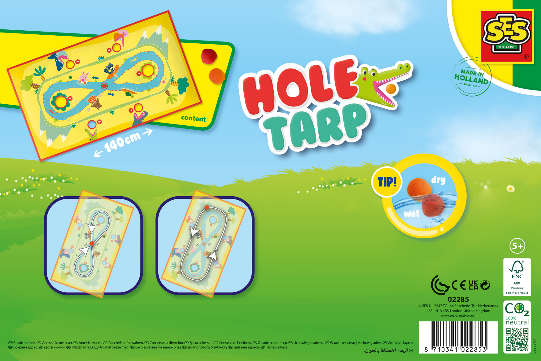 Una scatola di gioco da tavolo con una pista da corsa e un'illustrazione di coccodrillo.
