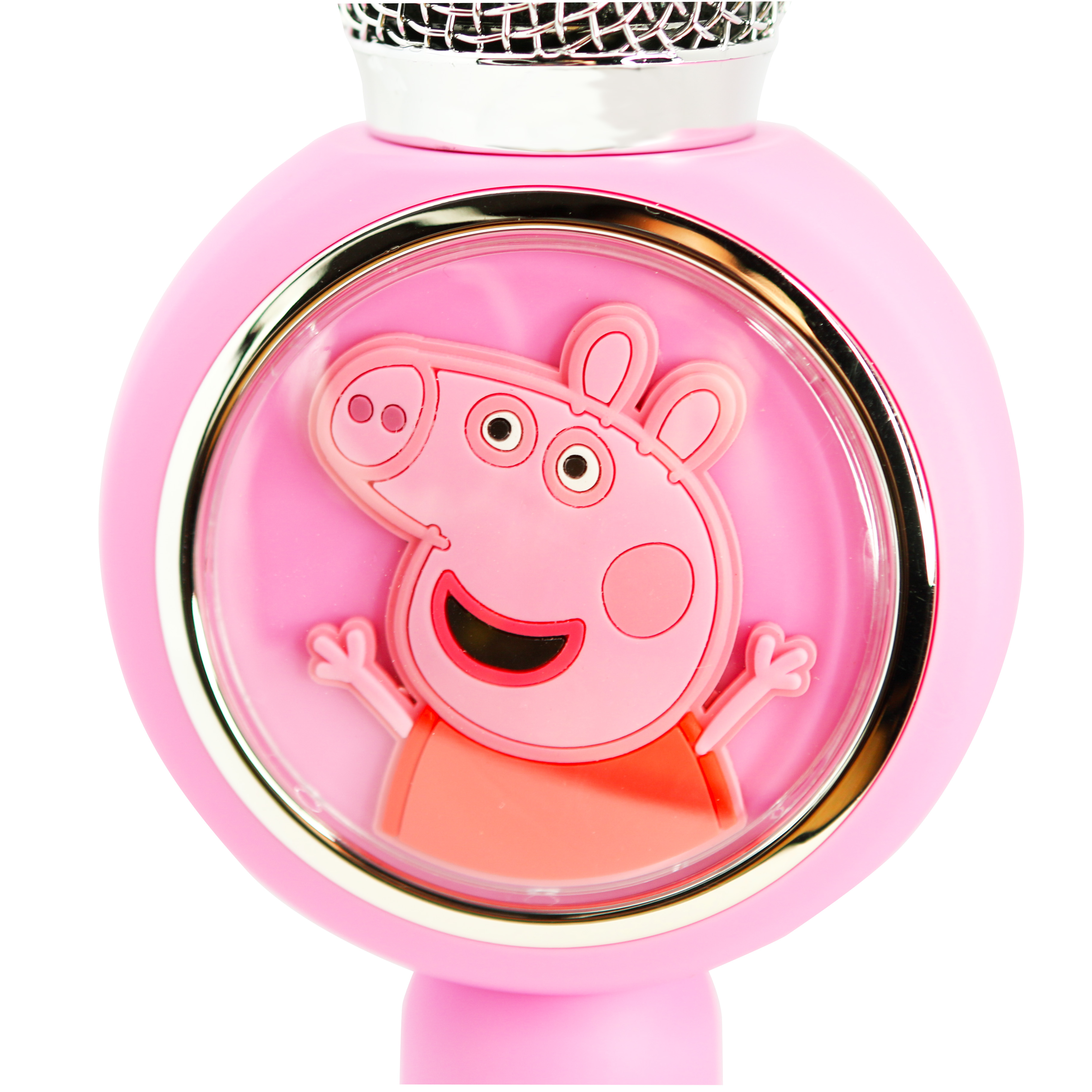 Pink microphone with Peppa Pig image. The character is inside a frame.