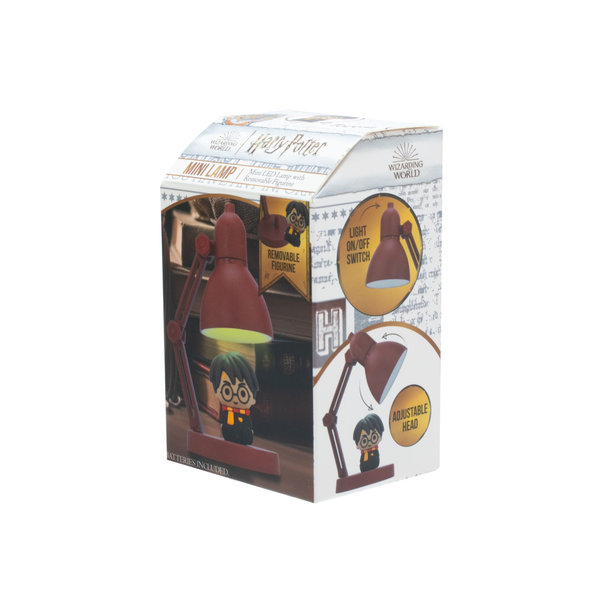 Een Harry Potter thema mini lamp in een doos, met een verwijderbaar figuur.