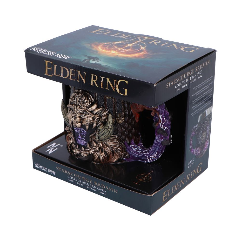 Elden Ring verzamelbeker in een doos. De beker heeft een gedetailleerd demonisch ontwerp.