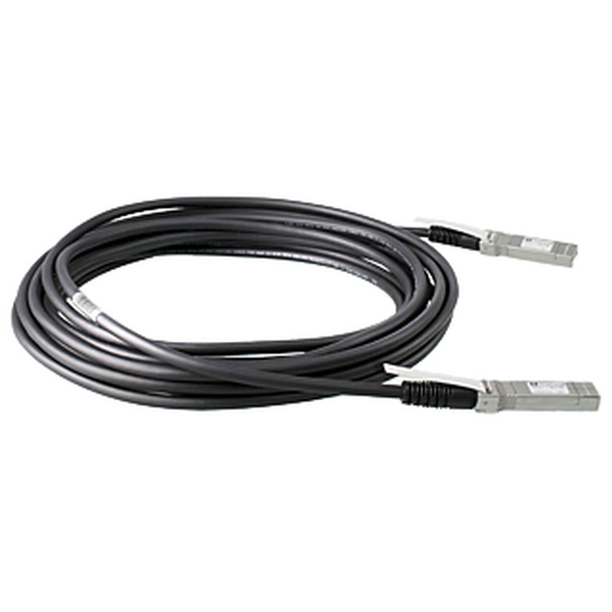 Ein schwarzes Datenkabel mit Anschlüssen an beiden Enden.