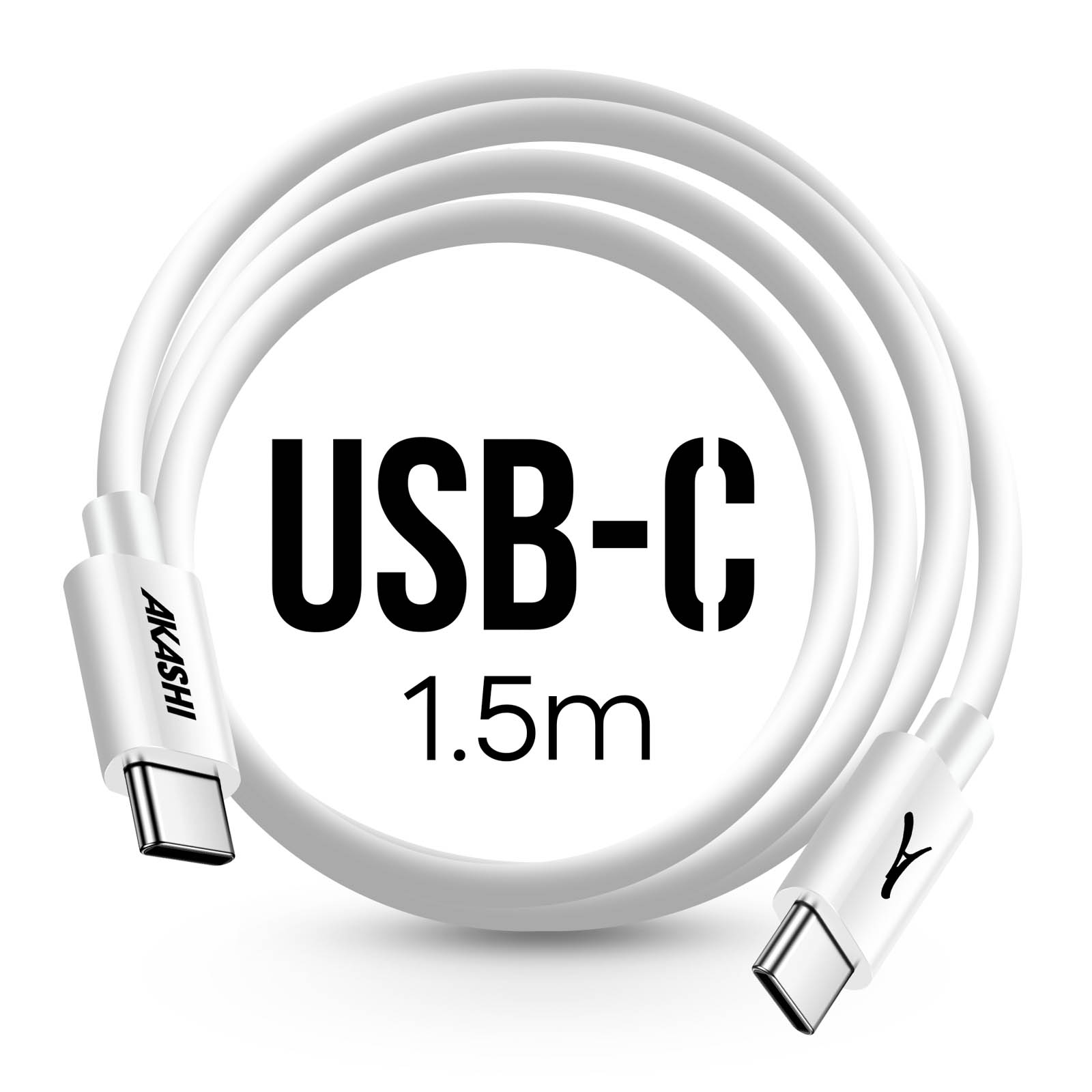 Un cavo di ricarica USB-C bianco.