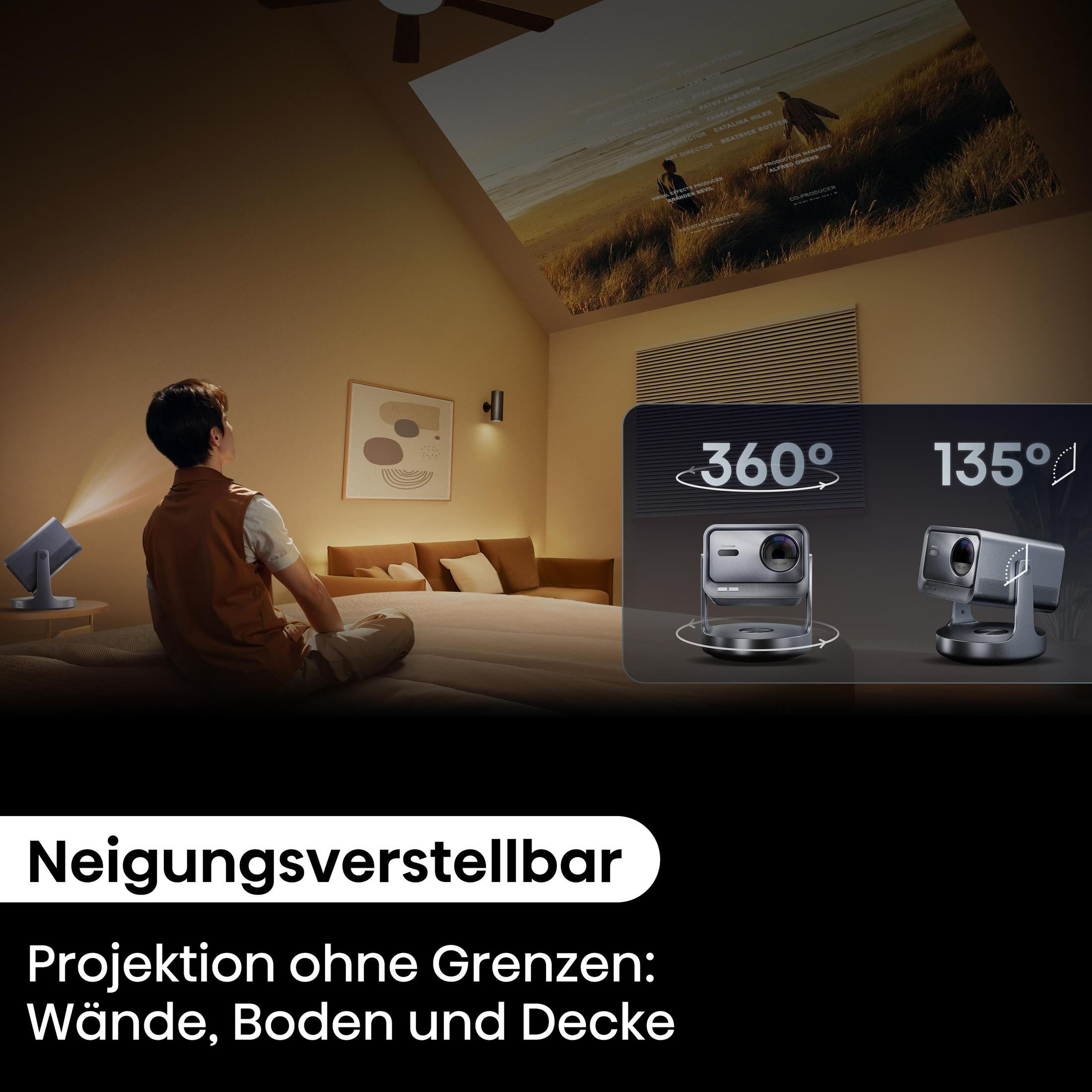 Une personne regarde l'écran du projecteur. Le projecteur affiche des images sur le mur. Comprend des schémas et du texte du projecteur.