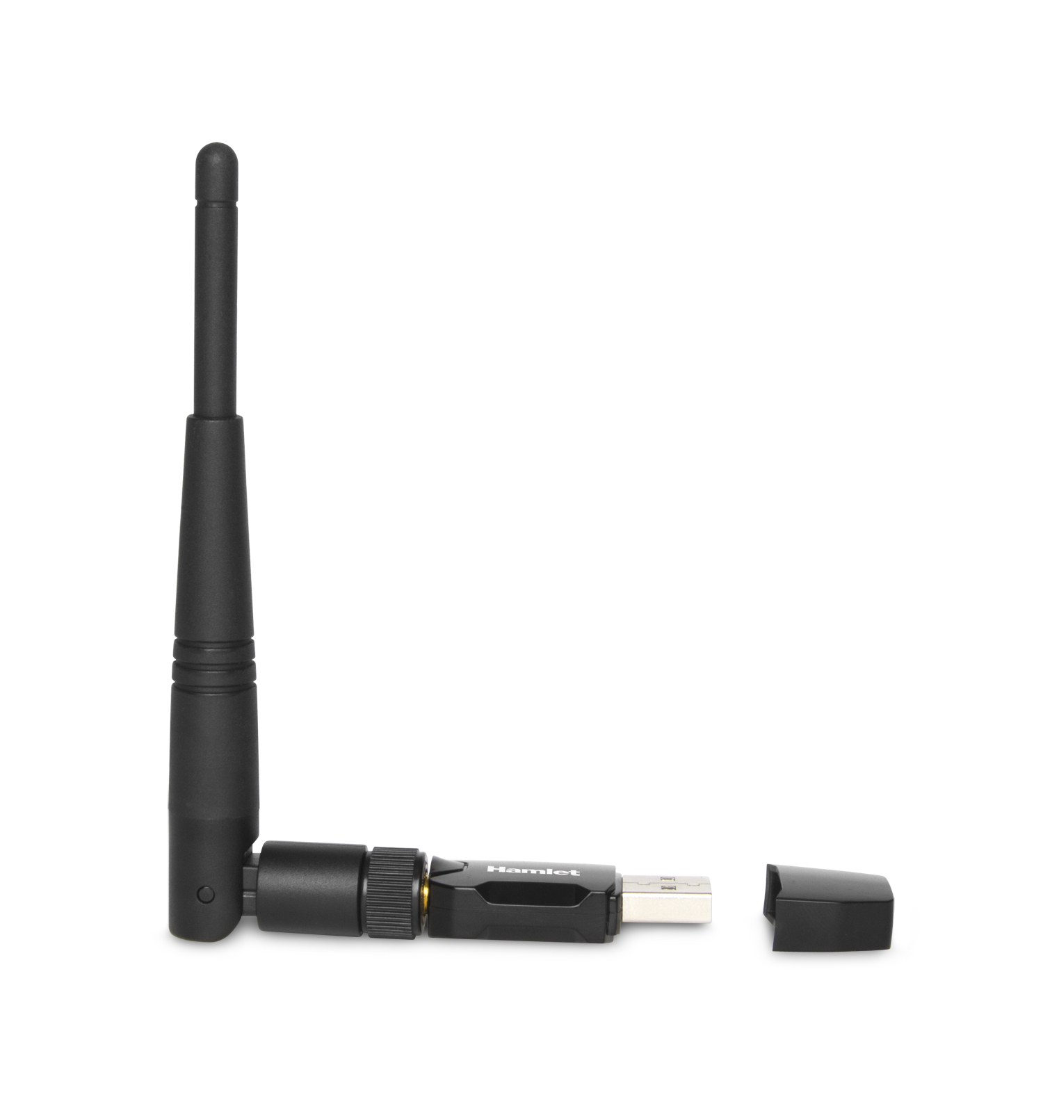 Czarny adapter WiFi USB z anteną.