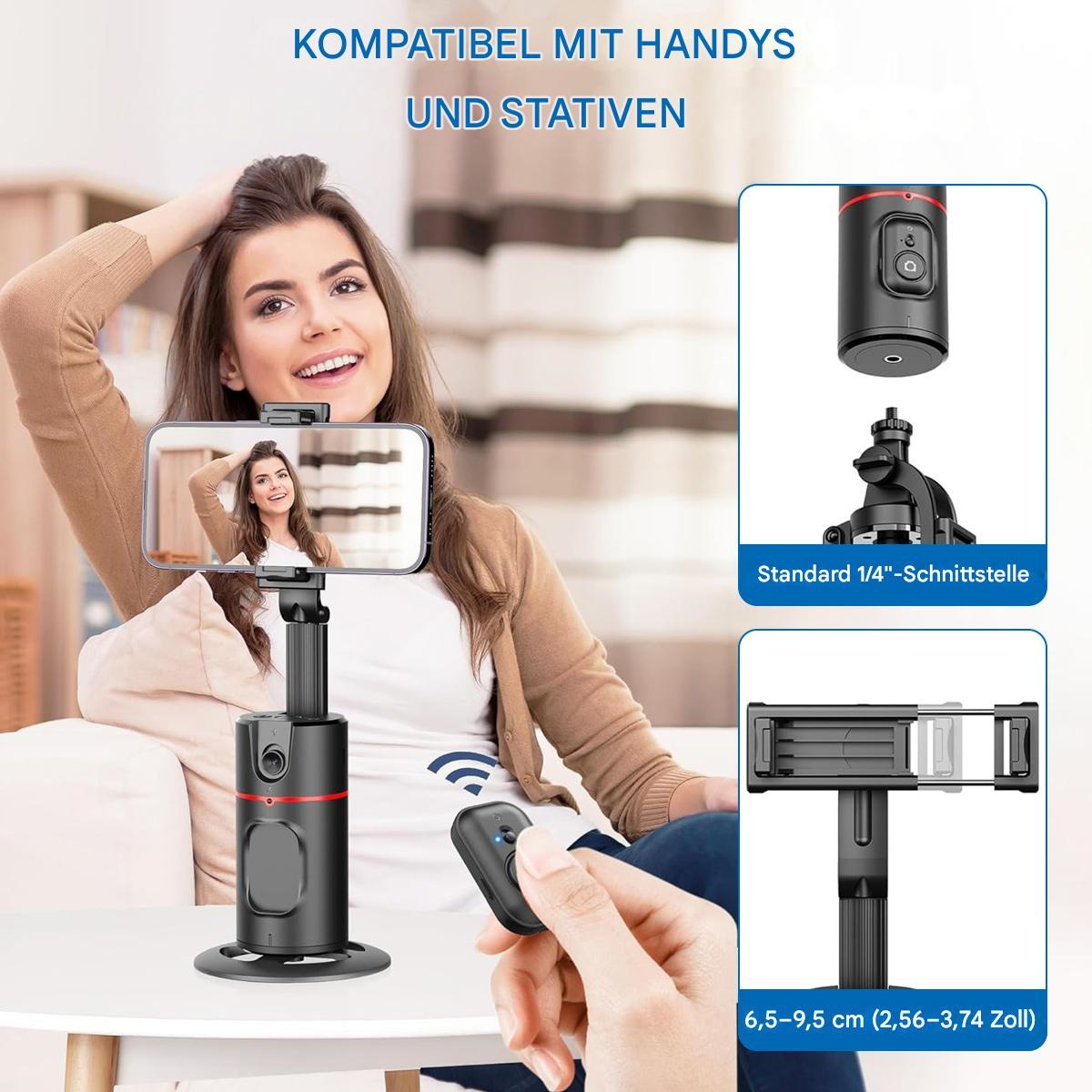 Eine Frau benutzt ein Telefon mit einem Telefonständer, eine Fernbedienung ist ebenfalls vorhanden.