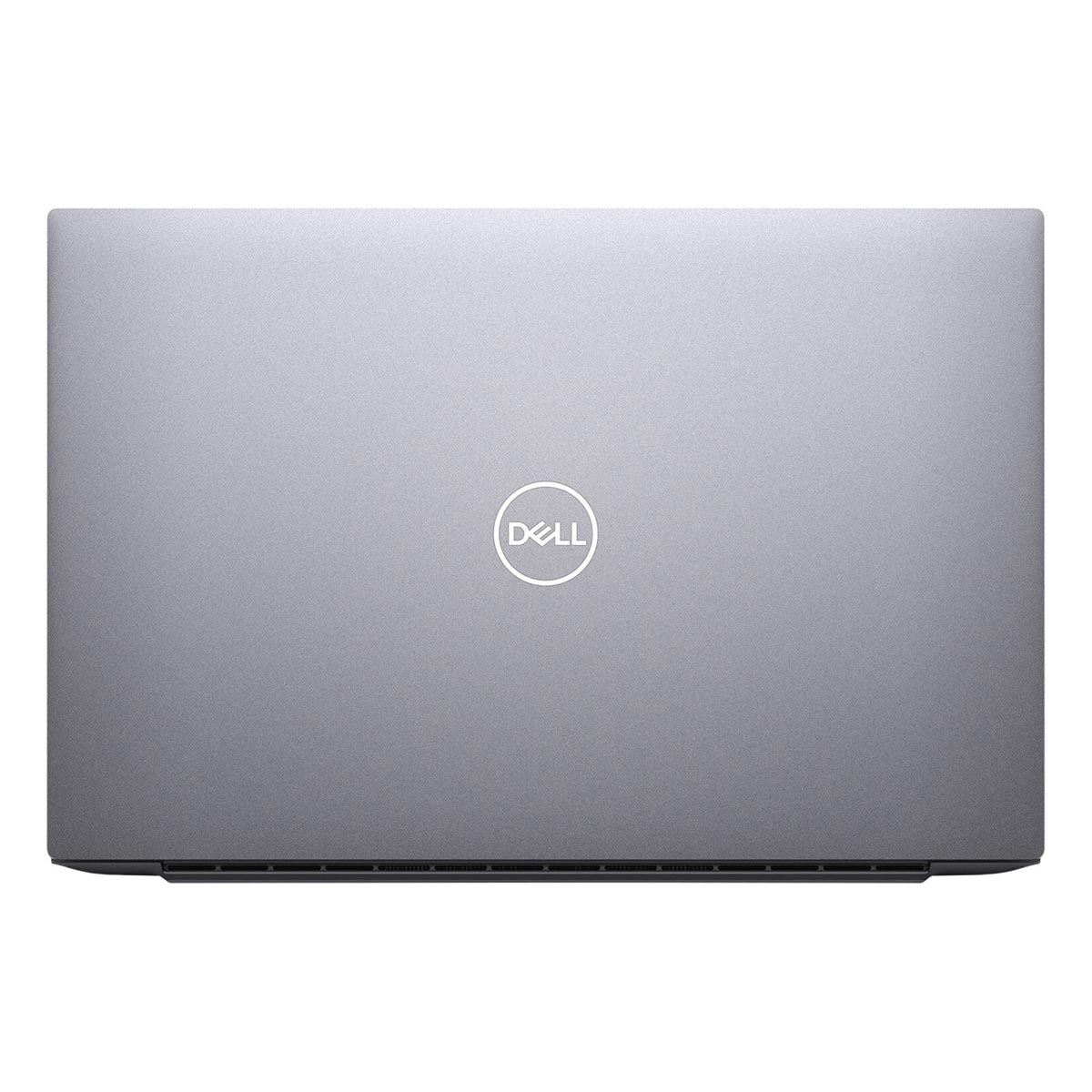 Srebrny laptop z logo Dell z tyłu.