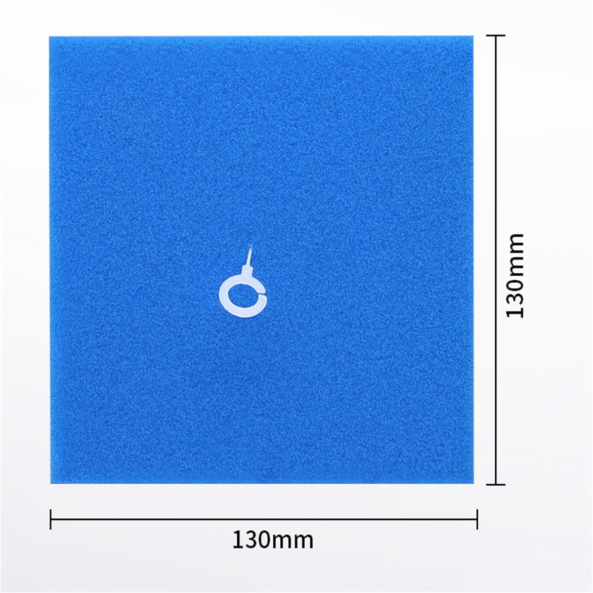 Blauer quadratischer Schaumstoff mit weißem schlüsselringförmigen Ausschnitt, 130mm.