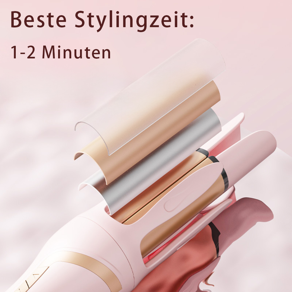 Rosa Lockenstab mit Gold- und Silberteilen.