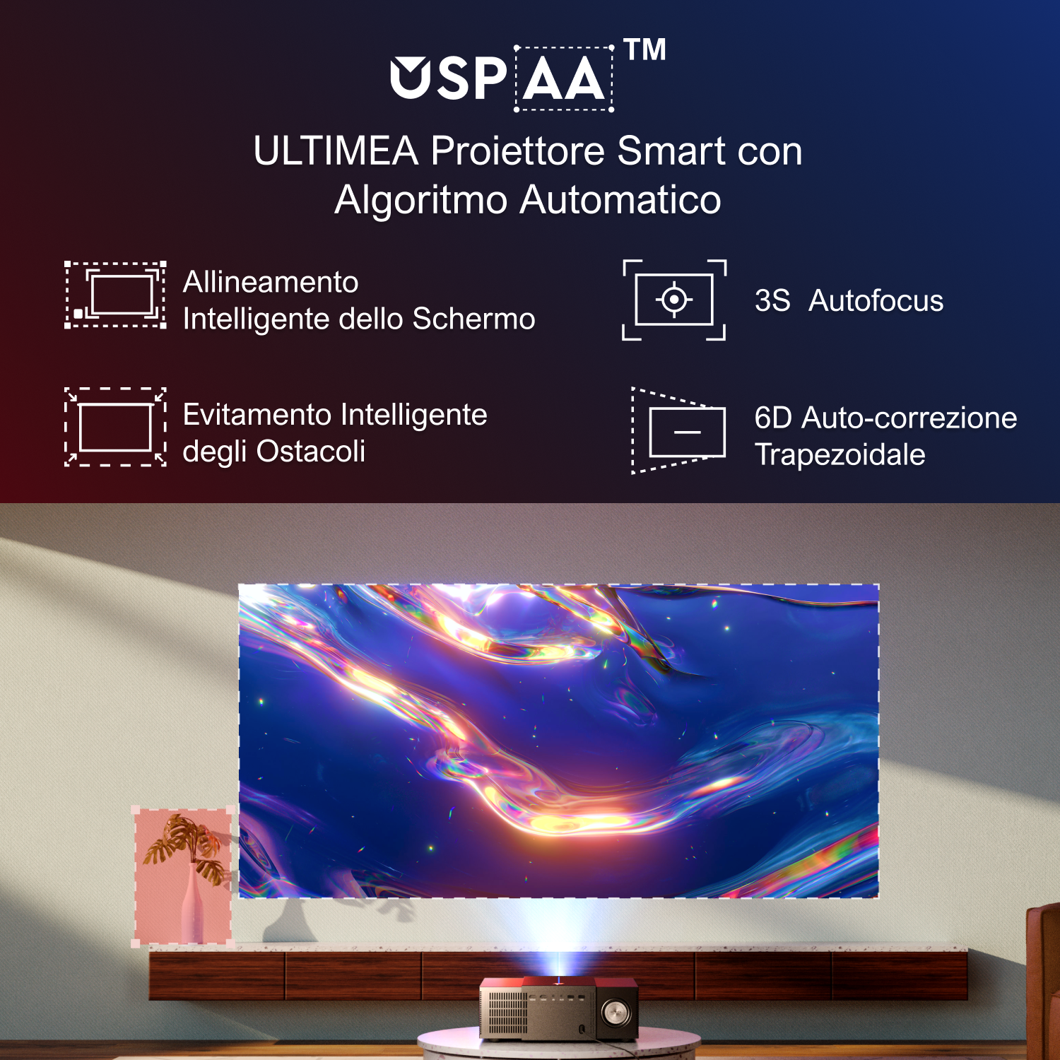 SOPYOU Proiettore 1080p Con WiFi 6 E Bluetooth 5.3 – 650 ANSI, Messa A Fuoco Elettrica, Keystone Auto, Fino A 450 Pollici - 5