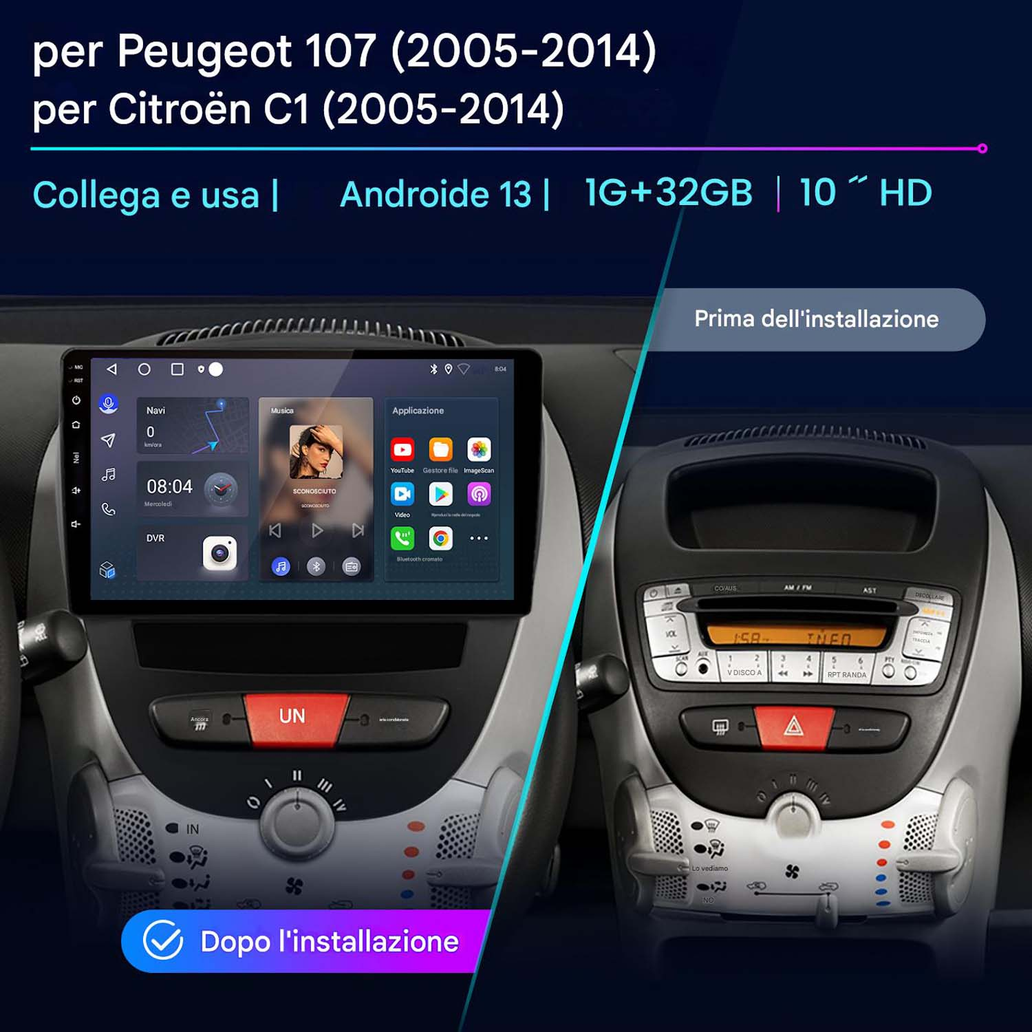 2 64G] 10''Wireless Carplay Android Auto Android Autoradio Für Toyota