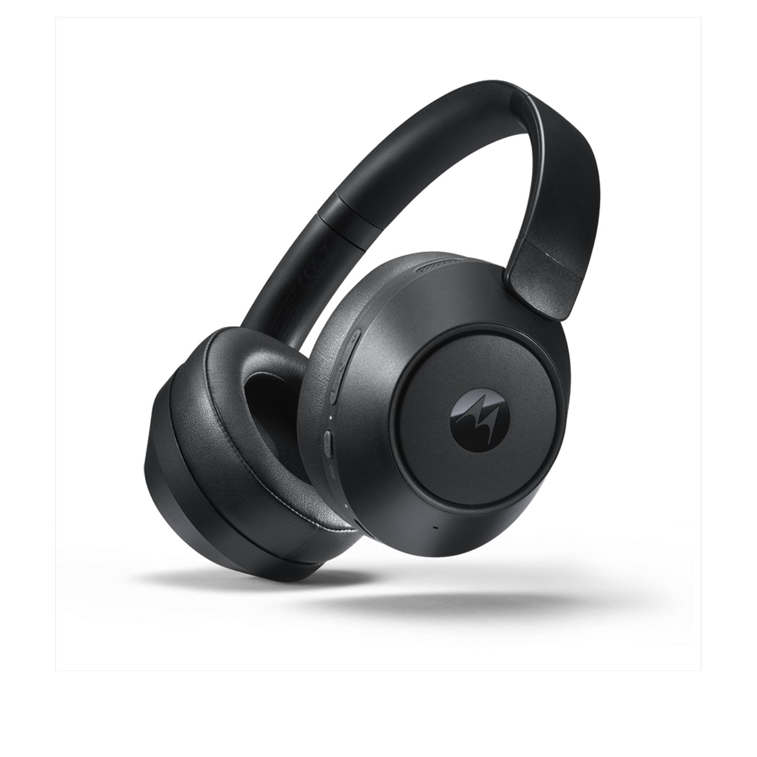 Cuffie wireless nere. È visibile il padiglione auricolare sinistro. Il logo Motorola è sul lato.