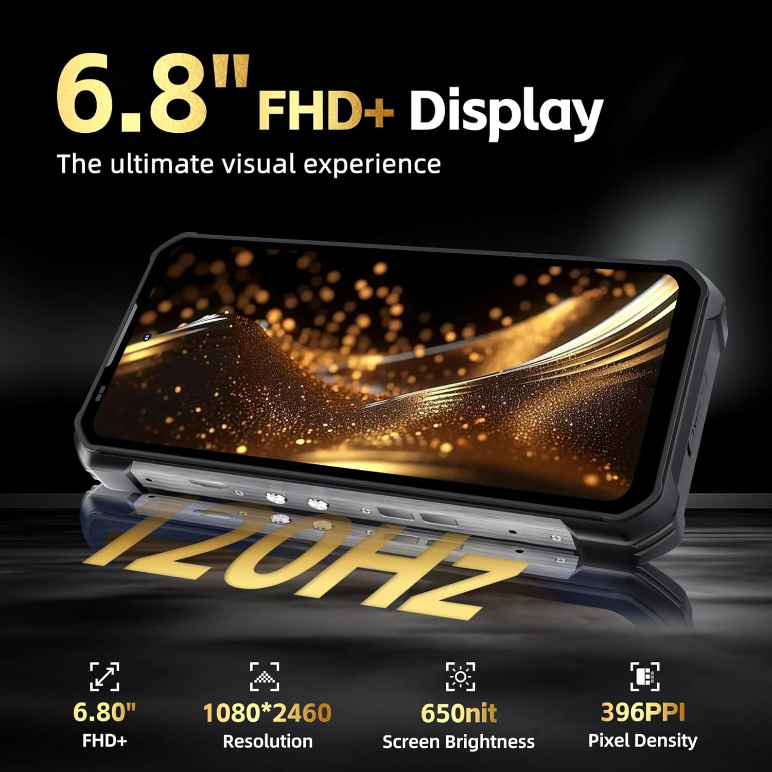 Ein Telefon mit einem 6,8" FHD+ Display und weiteren Display-Funktionen.