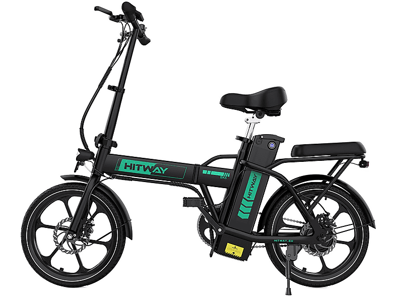 HITWAY BK5 Kompakt-/Faltrad (Laufradgröße: 16 Zoll, Unisex-Rad, 374,4Wh, schwarz)