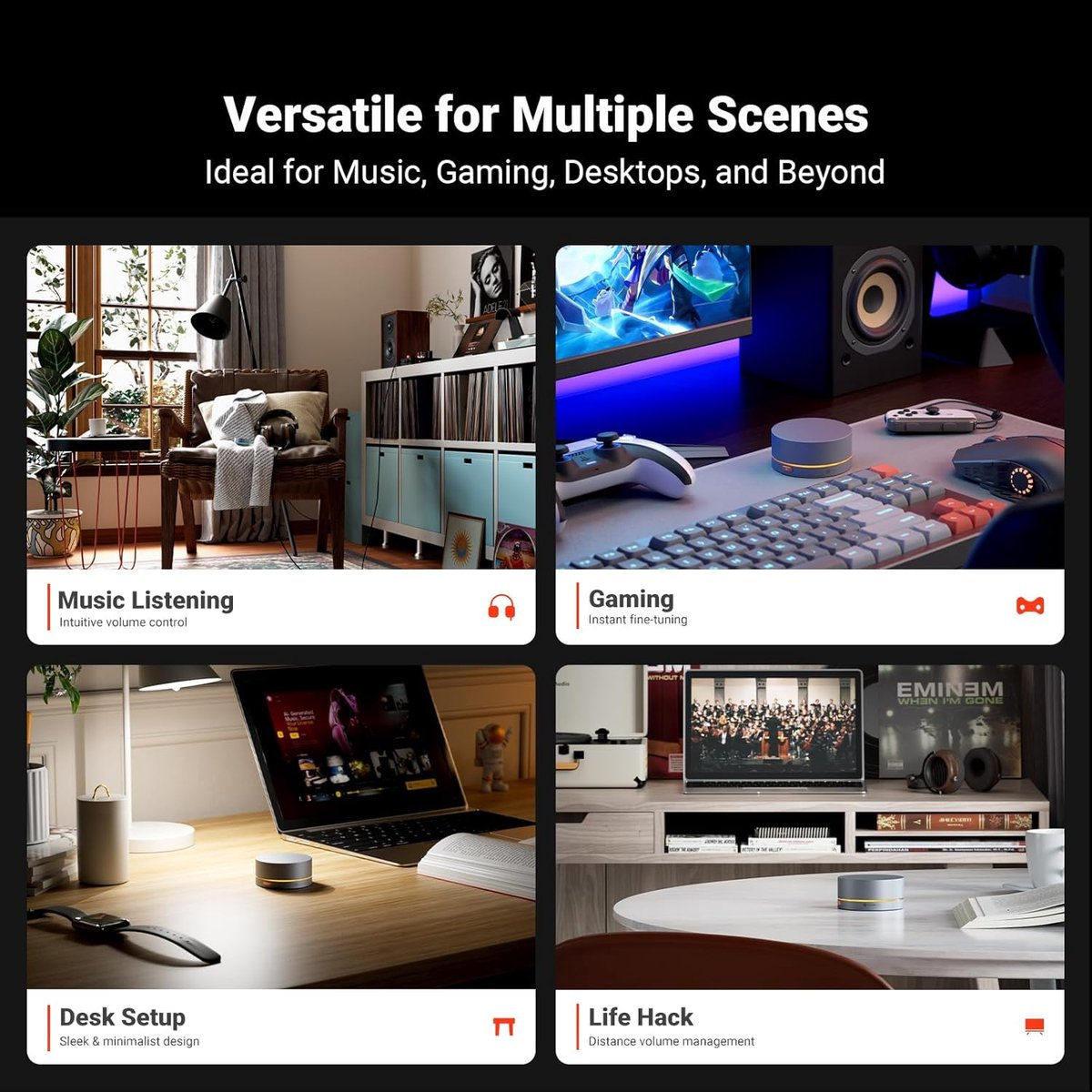 Collage van scènes met een kleine audio component voor verschillende doeleinden.