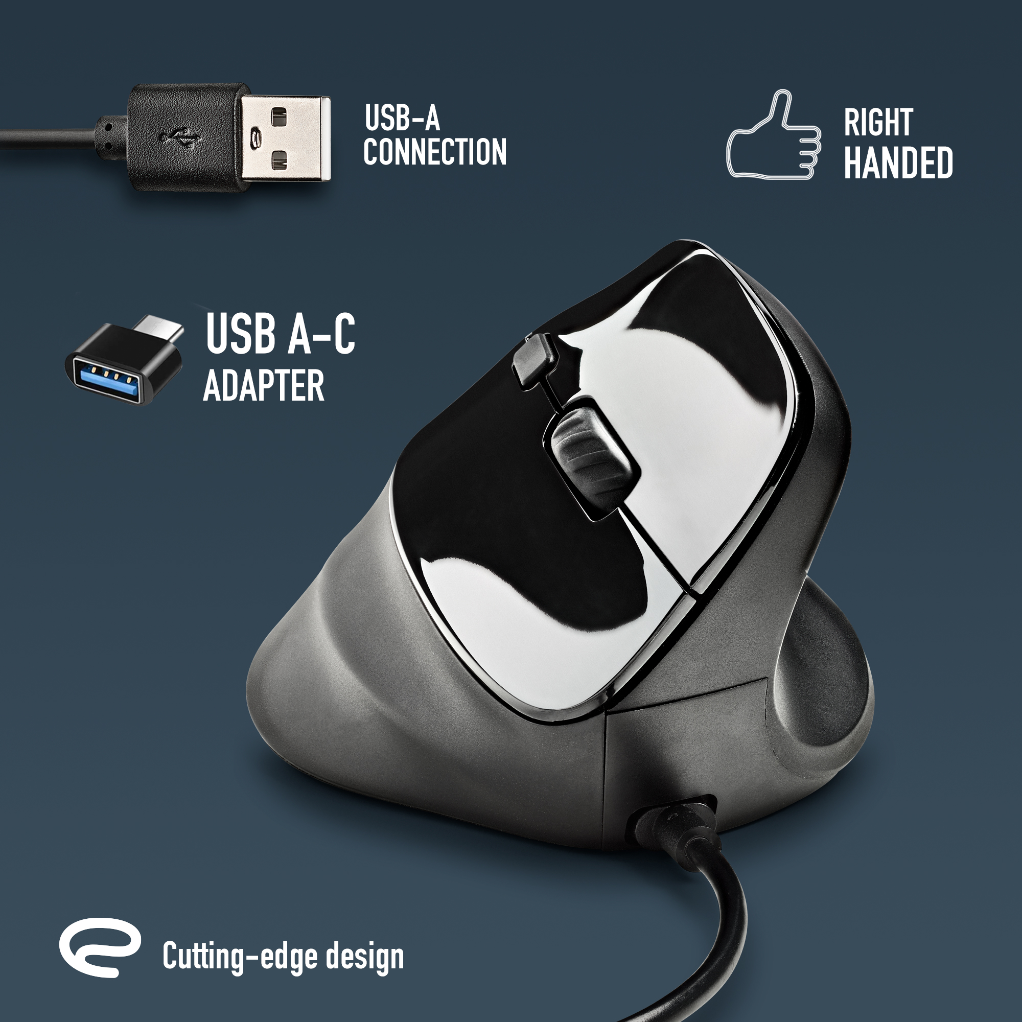 MOUSE NGS SAMSARA, Collegamento USB Typ-A, Ingresso: Otticamente a diodi laser, Scrolling a Rotella, Risoluzione max 3200 dpi, forma ergonomica, Nero