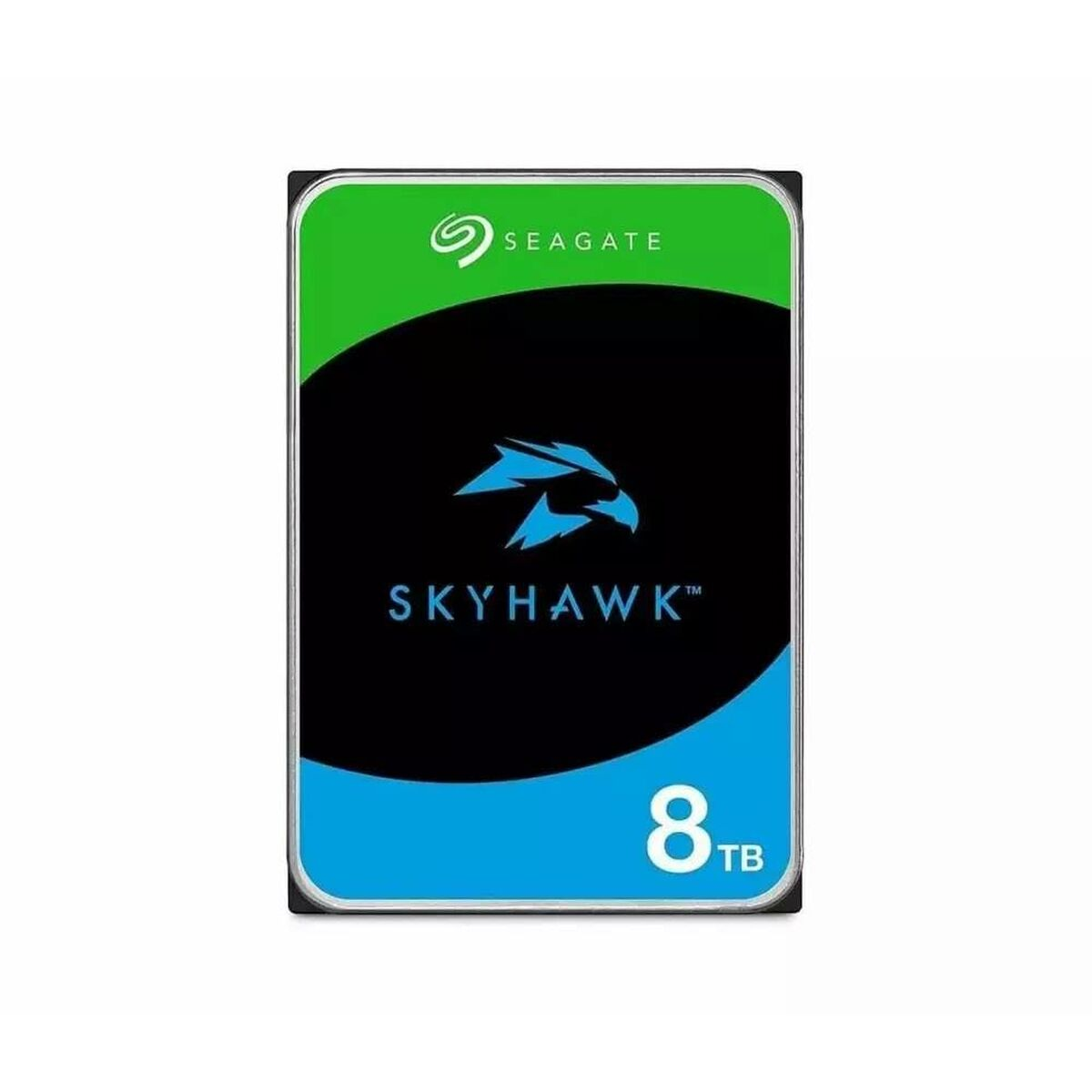 Dysk twardy Seagate Skyhawk 8TB, czarny i zielony.