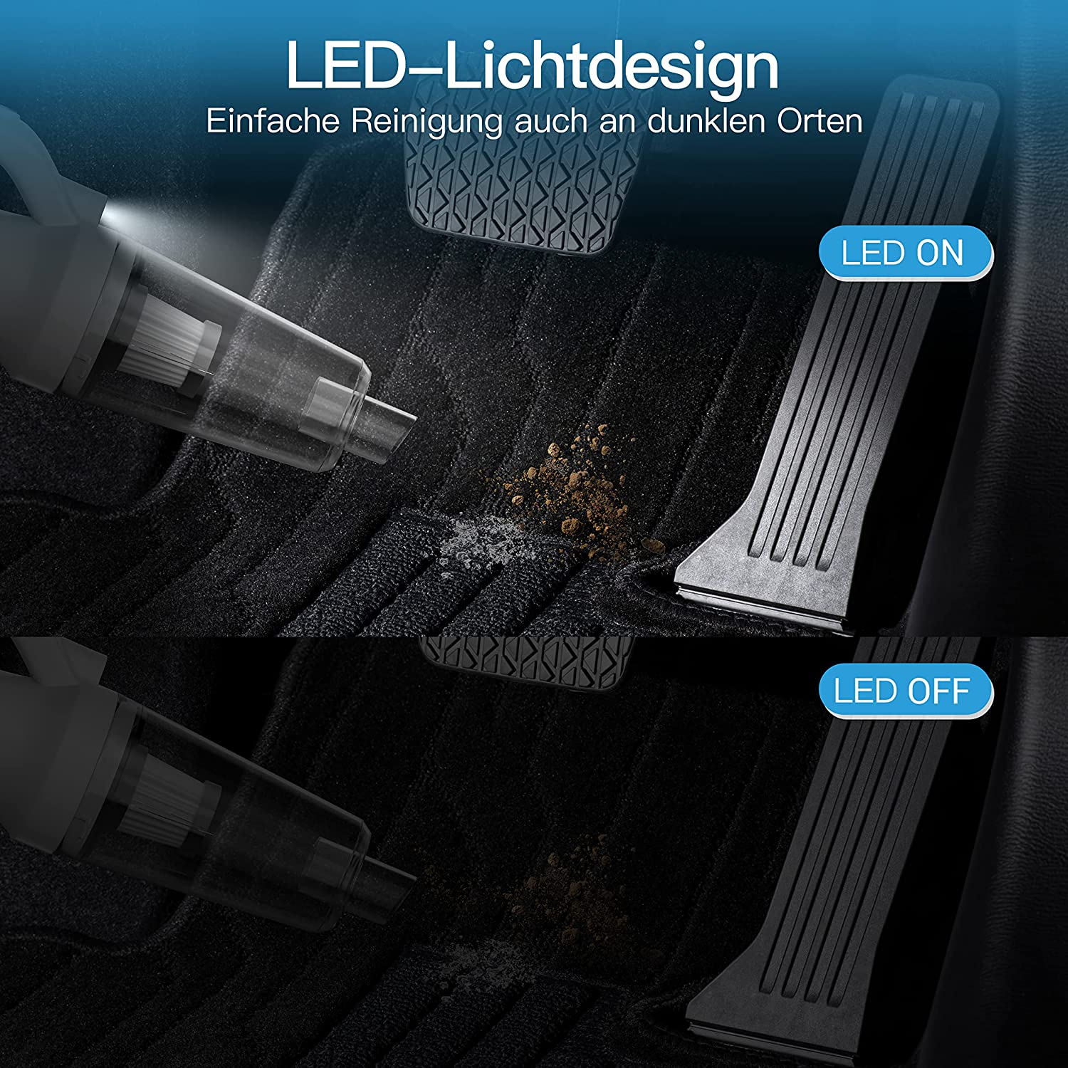 TOVBMUP 9000PA Saugkraft LED Licht Handstaubsauger, Netz-/Batteriebetrieb