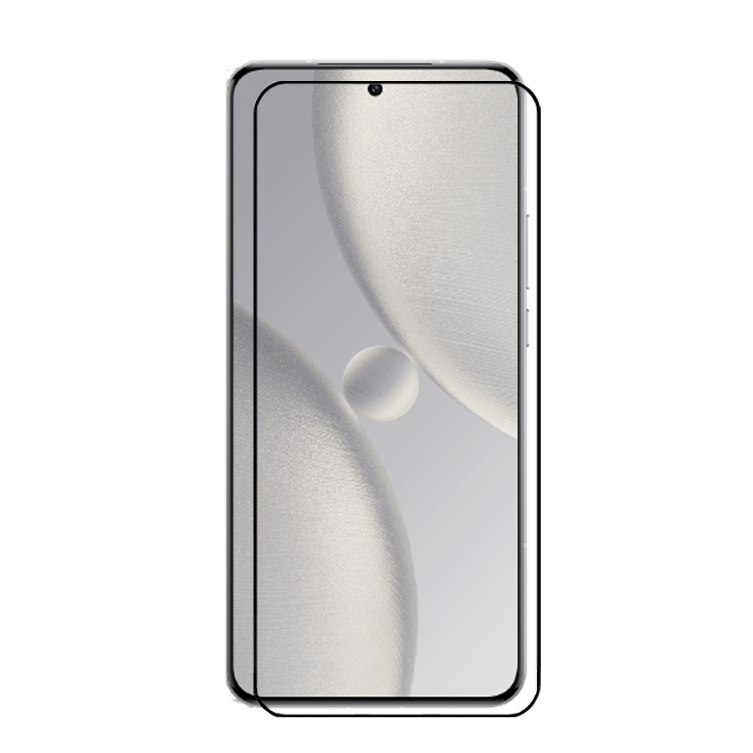 Un smartphone avec un protecteur d'écran appliqué, avec un arrière-plan flou.