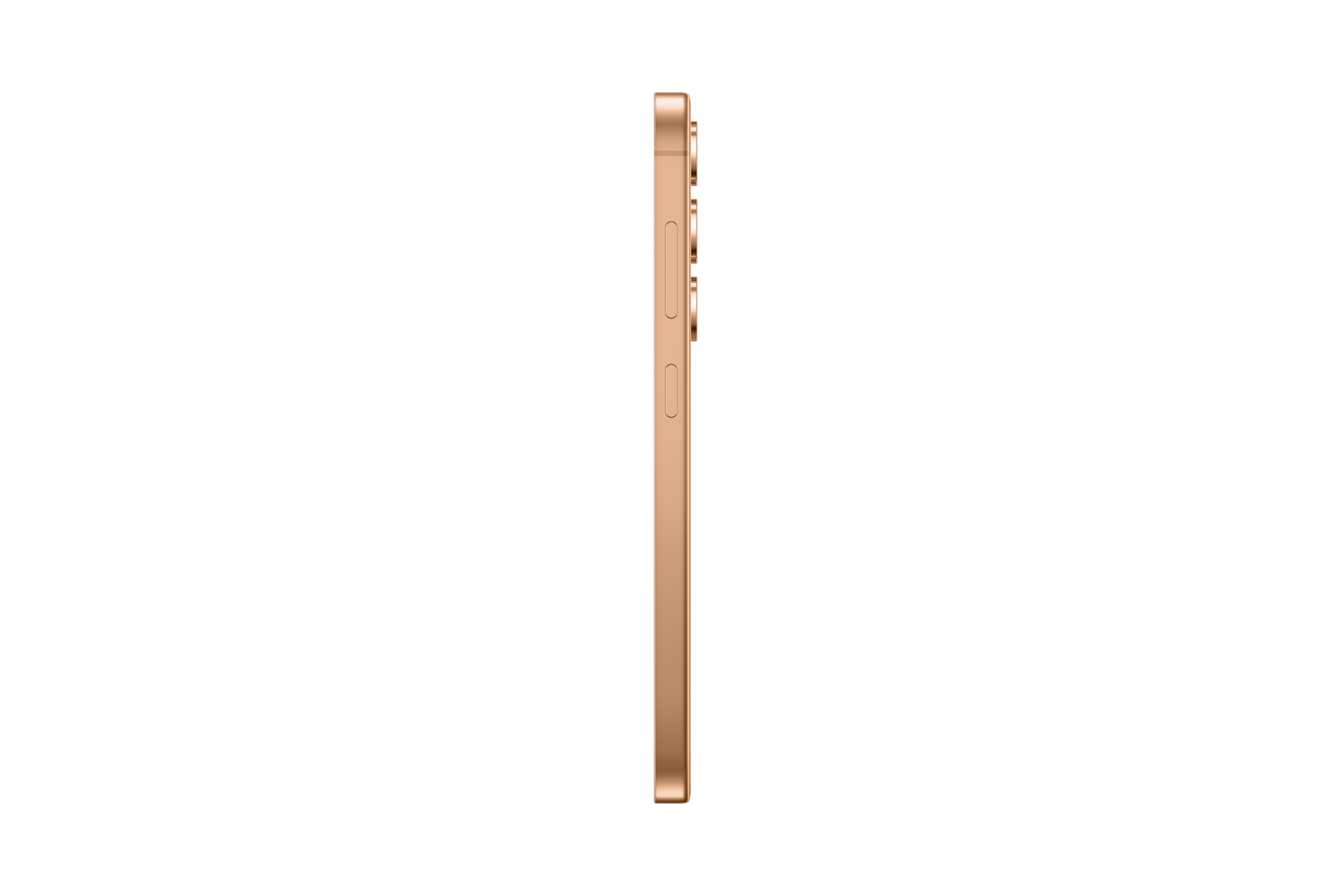 Złoty smartfon z boku z przyciskami z boku.