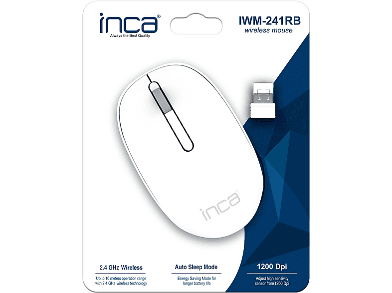 INCA IWM-241RB RF Candy Design 3D Kablosuz Mouse Beyaz