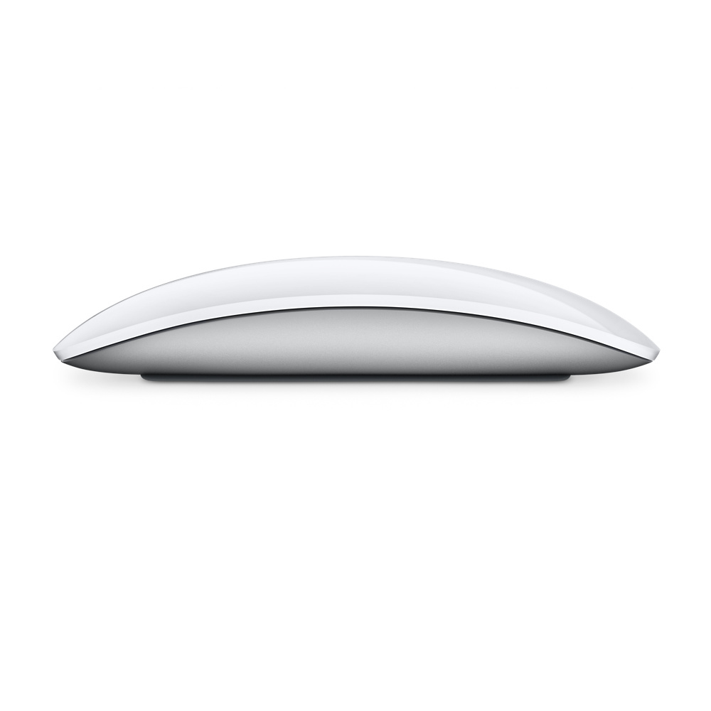 Biała mysz Apple Magic Mouse na białym tle.