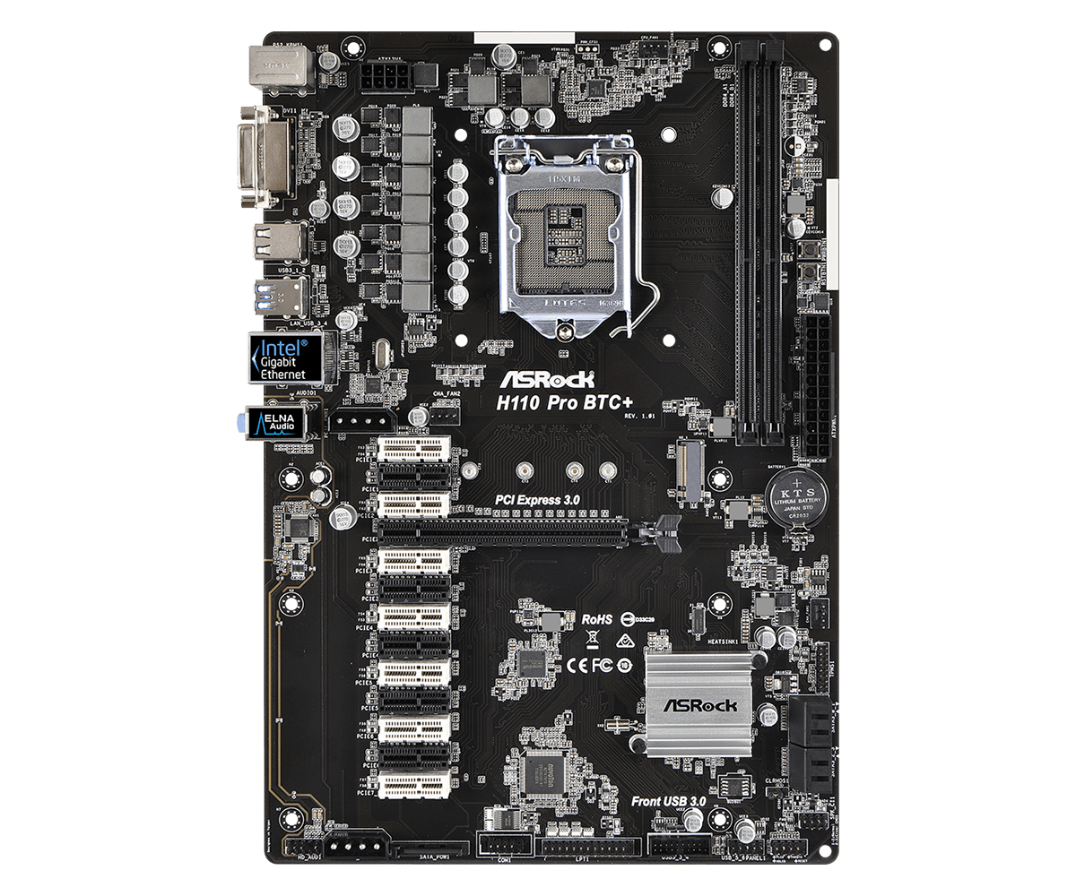 Una scheda madre nera con componenti visibili, etichettata con ASRock, Intel e altri dettagli.