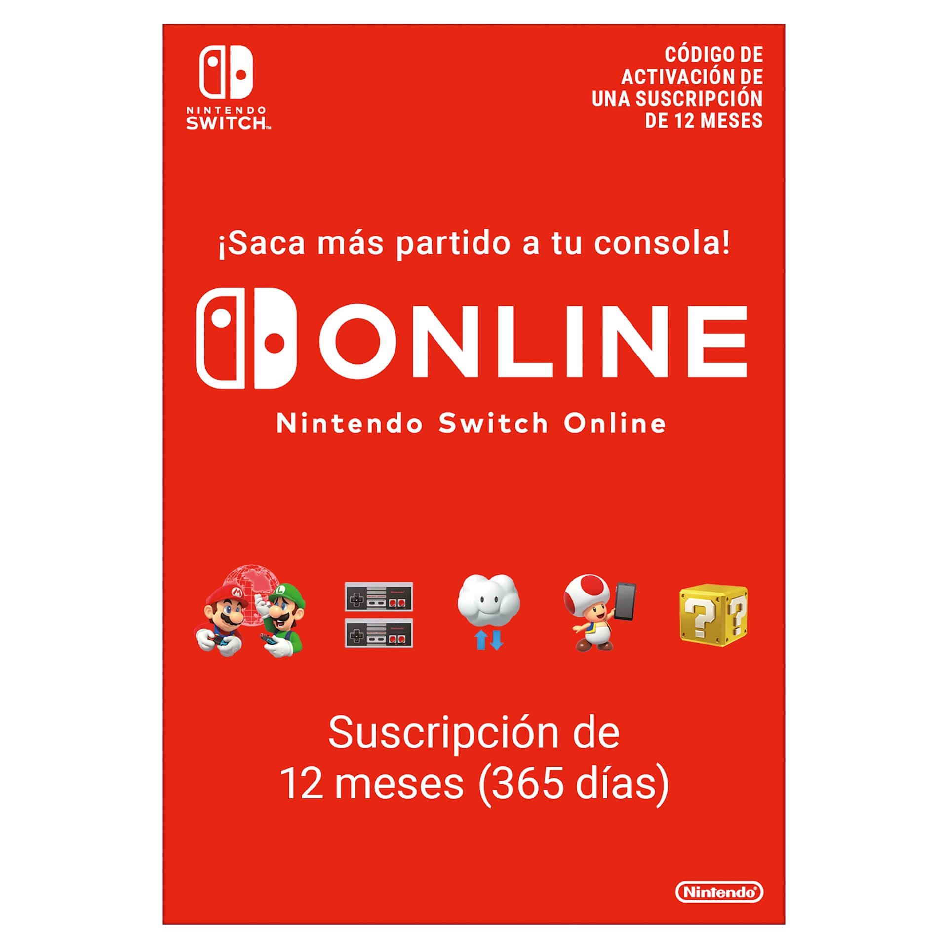 Czerwona karta Nintendo Switch Online z grafiką postaci.