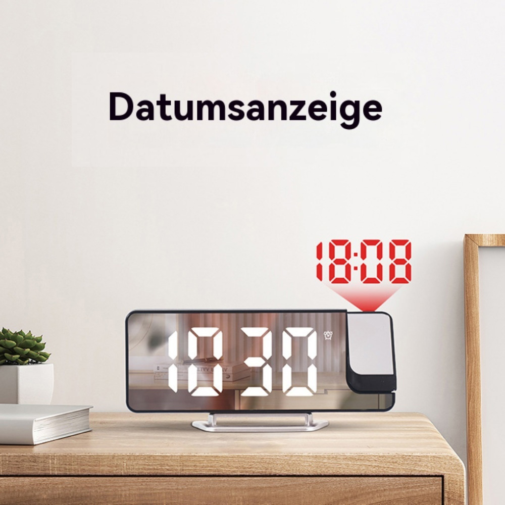 Digitaluhr mit der Uhrzeit 10:30, darüber die Worte 'Datumsanzeige'.