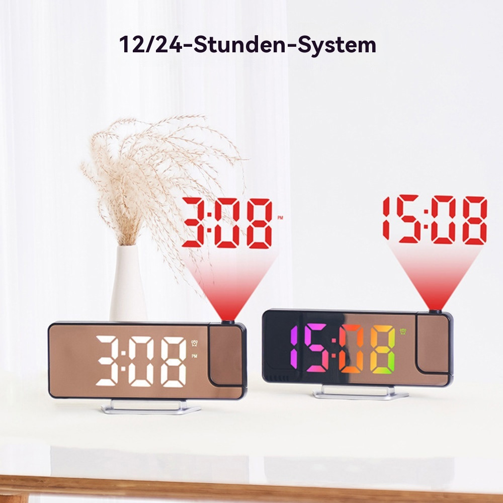 Zwei Digitaluhren zeigen die Uhrzeit an, eine im 12-Stunden-Format, die andere im 24-Stunden-Format.
