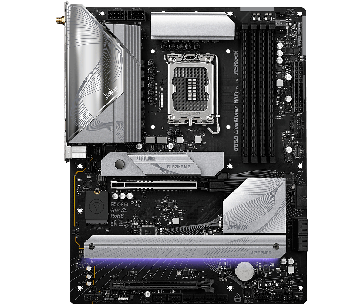 ASROCK B860 Live Mixer Wi-Fi DDR5 8666MHz+(OC) Gaming Intel B860 DDR5 ATX Anakart