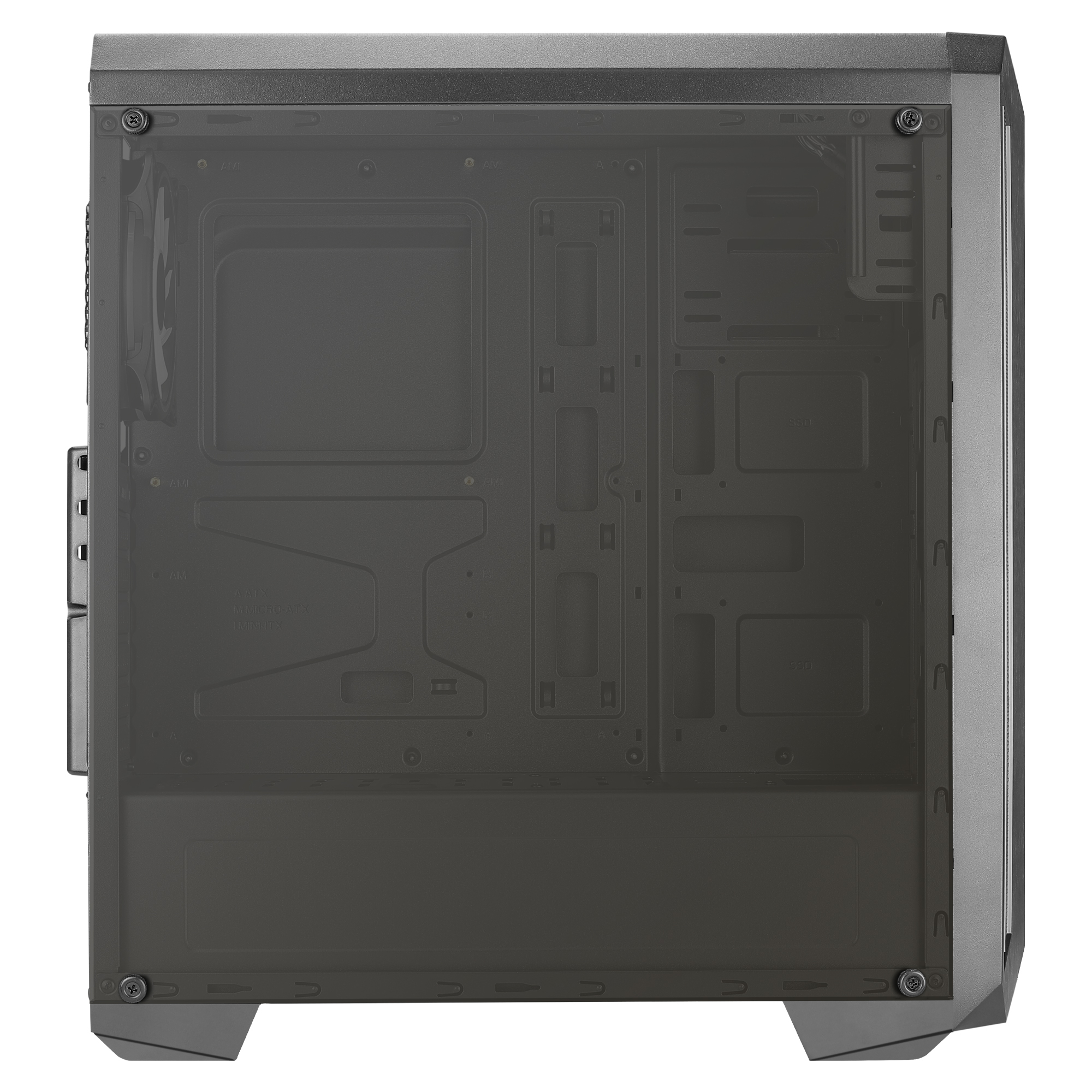 Interno di un case di computer, che mostra i componenti interni.