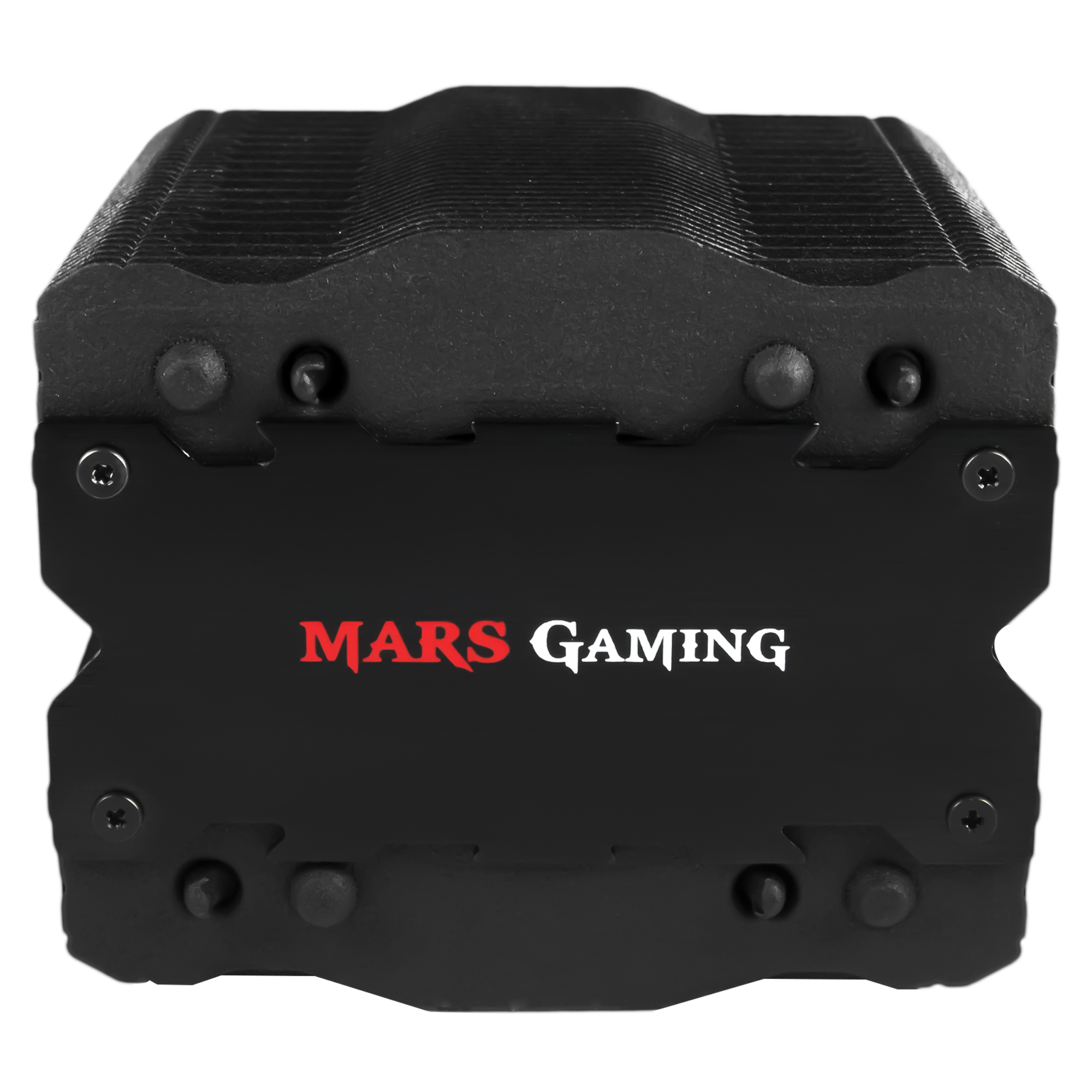 Dissipatore CPU MARS GAMING nero con il marchio in rosso.