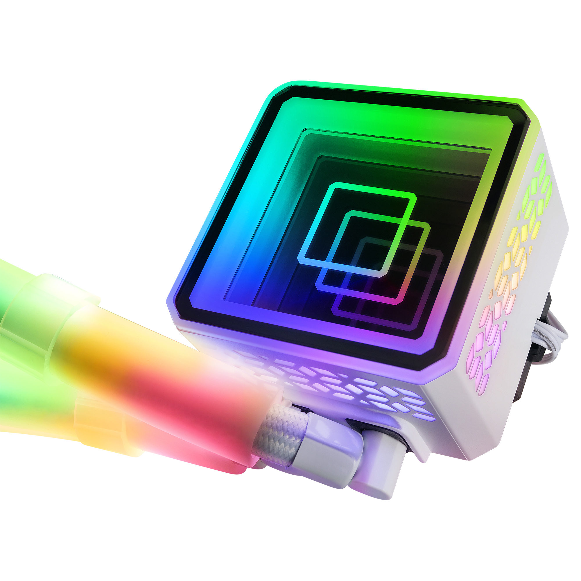 Pompa chłodzenia cieczą RGB z kolorowymi światłami.