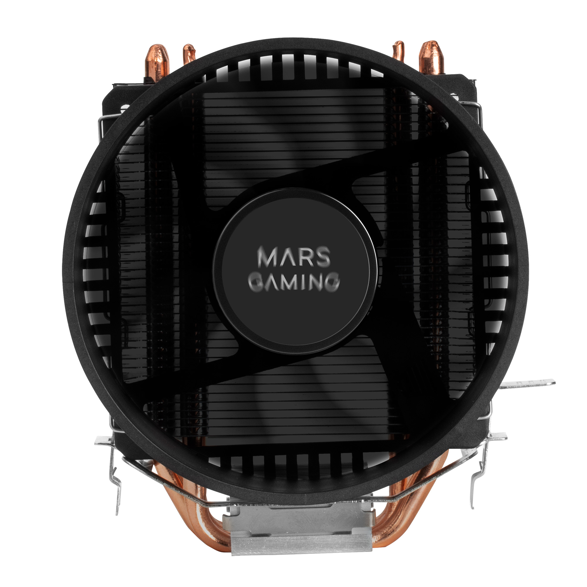 Enfriador de CPU con ventilador negro y logotipo MARS GAMING.