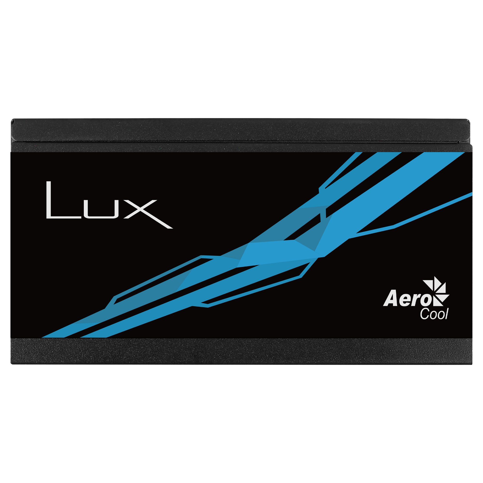 Un SSD nero con la parola 'Lux' e forme geometriche blu sulla parte anteriore.